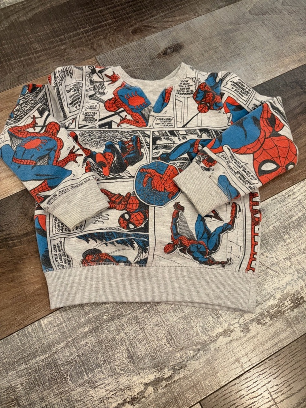 Marvel Spider-Man Comic Print Fleece Sweatshirt Kids Size 6